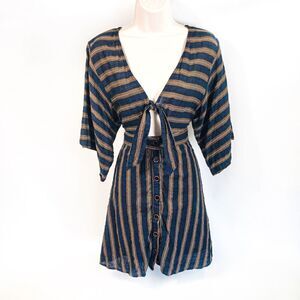 Lunik Kimono Sleeve Striped Mini Dress Sz S